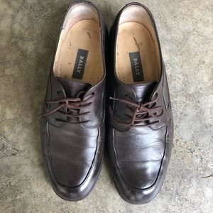 Brown leather Bally loafers.